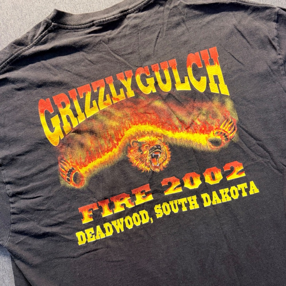 Vintage Grizzly Gulch Fire 2002 Deadwood South Dakota T-Shirt Black Large L